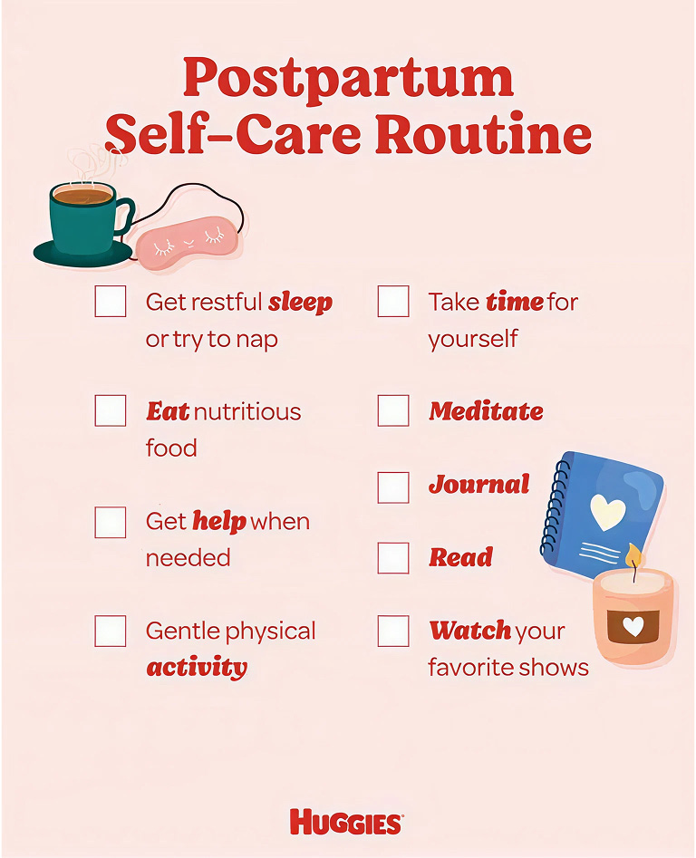 Postpartum self care routine checklist