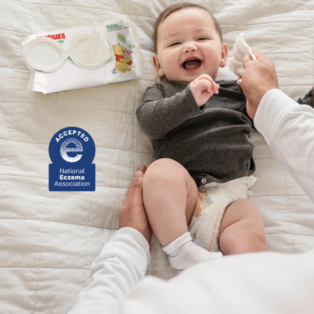 Huggies® Natural Care® Sensitive Baby Wipes with the National Eczema Association Seal of Acceptance™.