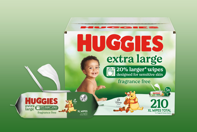 Huggies® Extra Large Baby Wipes, 20% larger* Wipes, Designed for Sensitive Skin, Fragrance Free Wipes